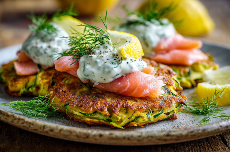 Zucchini-Puffer mit Lachs & Dill – Low-Carb & glutenfrei